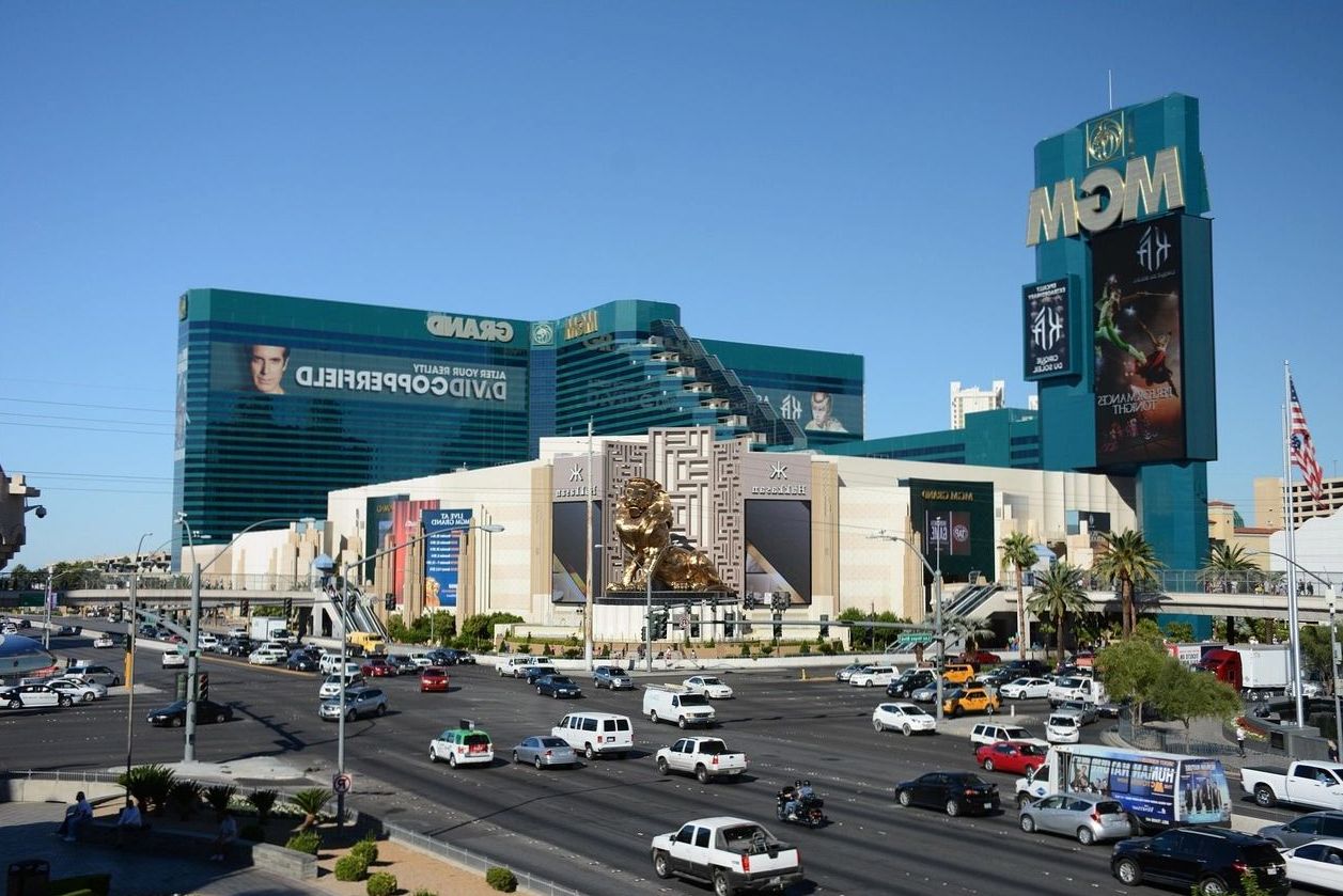 Illuminated casino hotel lounge with live music